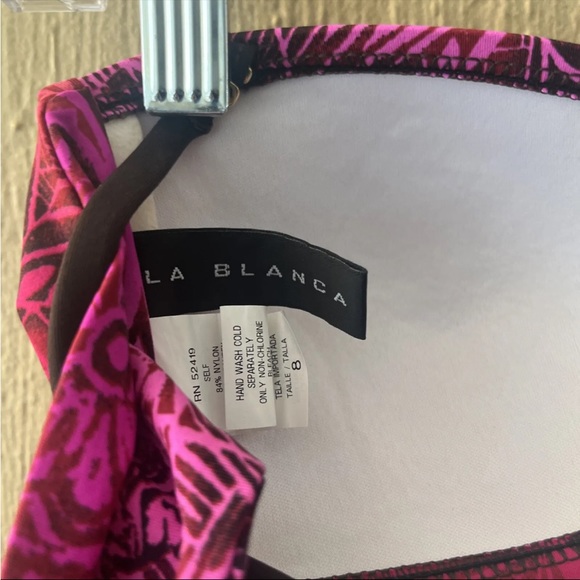 La Blanca Women’s Pink Bandeau Swim Bikini Top, Size 8 Twist Front Strapless - Picture 6 of 6